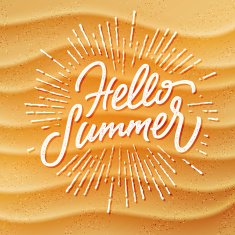 Beach sand texture and lettering Hello Summer