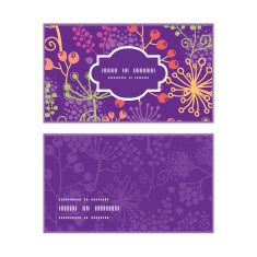 Vector colorful garden plants horizontal frame pattern business cards set N2