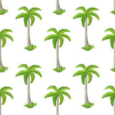 Watercolor seamless pattern with coconut palm trees N2