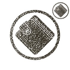 Wallet vector simple icon sketch lined hand drawn texture