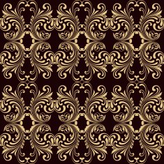 Horizontal yellow on brown ornamental seamless N2