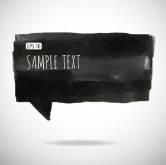 Black watercolor blob isolated on white N7
