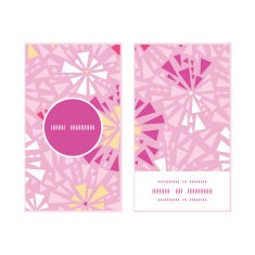 Vector pink abstract triangles vertical round frame pattern business cards N3
