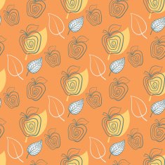 Seamless pattern with apple Apple yeelow leaf