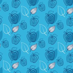 Seamless pattern with apple Apple blue leaf
