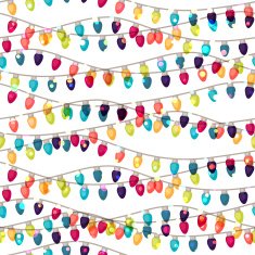 Holiday seamless pattern with shiny colored garland bulbs