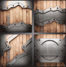 Vector metal and wood background set N13