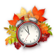 Autumn Vector Fall Leaves and Alarm Clock N2
