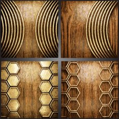 Vector wood and gold background set N17