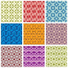 Colorful vintage tiles seamless patterns set