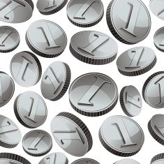 Silver coins falling seamless background