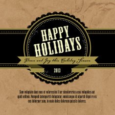 Happy Holidays greeting square on a paper bag design template