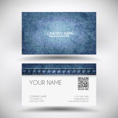 Business Card Template with Blue Denim Texture N2