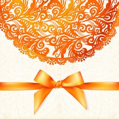 Ornate vector orange greeting card template