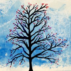 Painted watercolor tree N2
