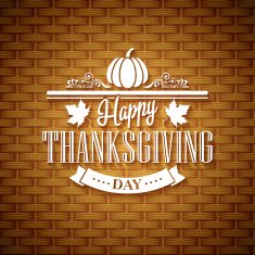 Thanksgiving typography greeting card Wicker basket texture Vector illustration N9