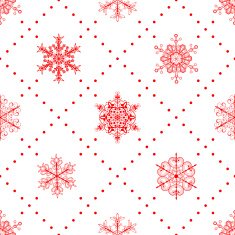 Seamless pattern of snowflakes red on white N2