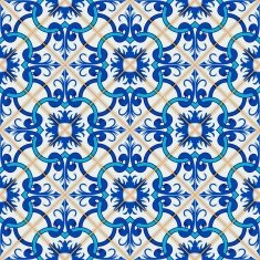 Seamless Moroccan Portuguese tiles Azulejo ornaments N4