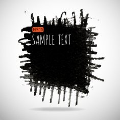 Black watercolor blob isolated on white N10