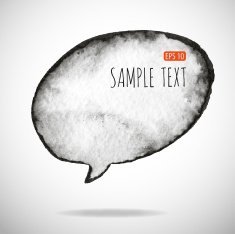 Black watercolor blob isolated on white N12