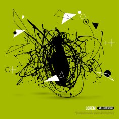 Abstract Background with Hipster Geometric Shapes and Ink Splatter