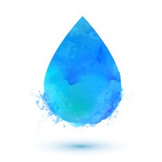 Blue watercolor vector water drop isolated on white