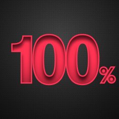 One Hundred Percent (100 ) Red number on Carbon Fiber Background