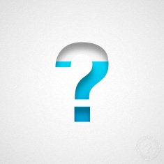 Question Mark - ? Blue Symbol on Watercolor Paper