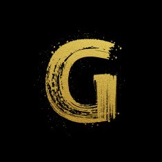 Gold glittering brush hand painted letter G N2