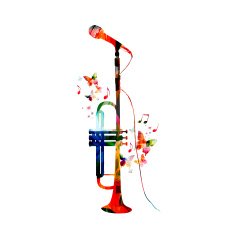 Colorful trumpet with microphone