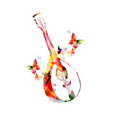 Colorful mandolin with butterflies
