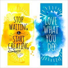 Watercolor splash banners with fun life style messages