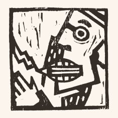 Linocut geometric character- 05