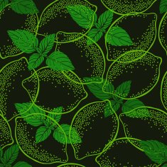 Seamless pattern with limes and mint