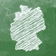 Germany map on green chalkboard background