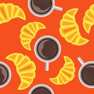 Seamless pattern with cup of coffee and croissant N2