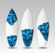 Vector Surfboards Design Template with Abstract Wavy Pattern N2