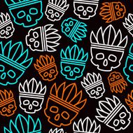 Seamless pattern skull in headdress redskin N3