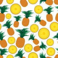 colorful pineapple fruits and half seamless pattern eps10