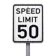 American maximum speed limit 50 mph road sign