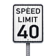 American maximum speed limit 40 mph road sign