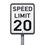 American maximum speed limit 20 mph road sign