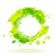 Watercolor drawing green curve symbol with splashes