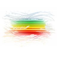Grunge rainbow brush stroke with stripes on white background
