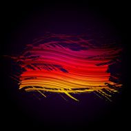 Grunge colorful brush stroke with stripes on black background