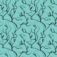 Seamless pattern with birds on branches