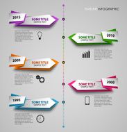 Time line info graphic with colored folded pointers template N2