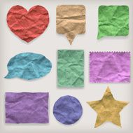 Labels or symbols of colored crumpled paper N2