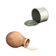 Ceramic pot an it&#039;s side Metal Tin Can Canned Food