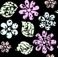 Grunge background with leaf and flowers